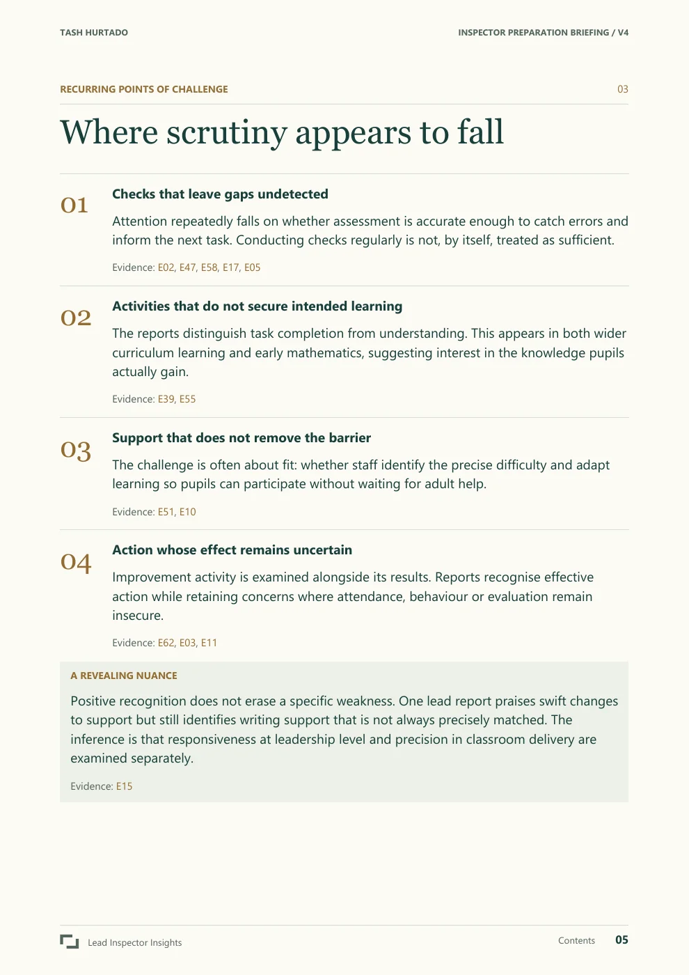Tash Hurtado sample report, page 5 of 29. Open the PDF for selectable text and evidence links.
