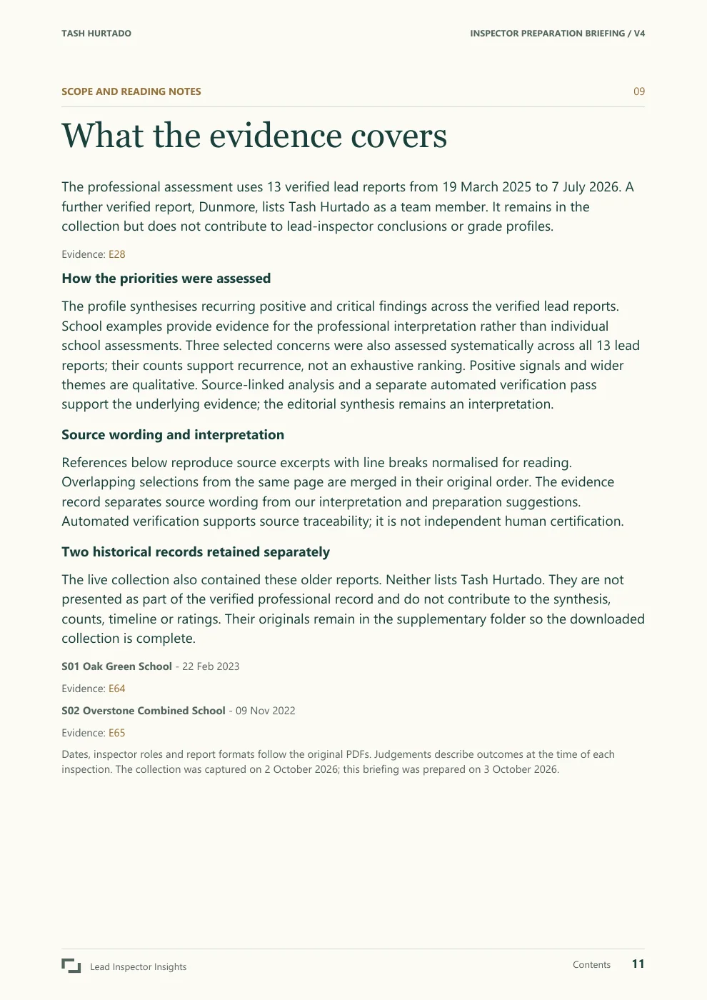 Tash Hurtado sample report, page 11 of 29. Open the PDF for selectable text and evidence links.